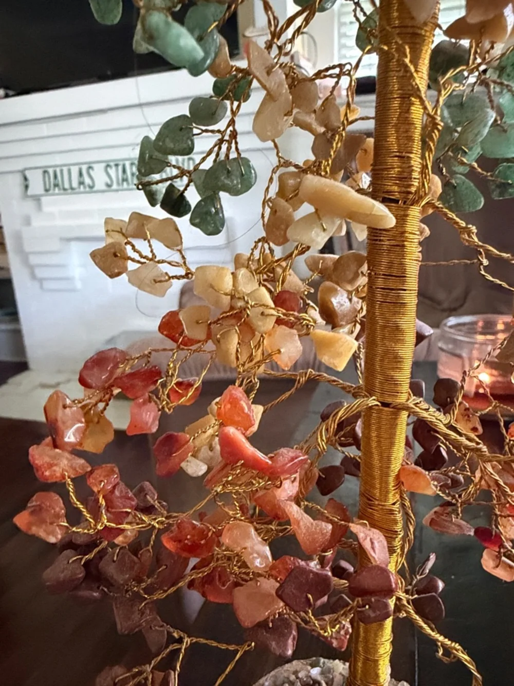 Decorative Multicolor Gemstone Tree Sculpture for Home Accents